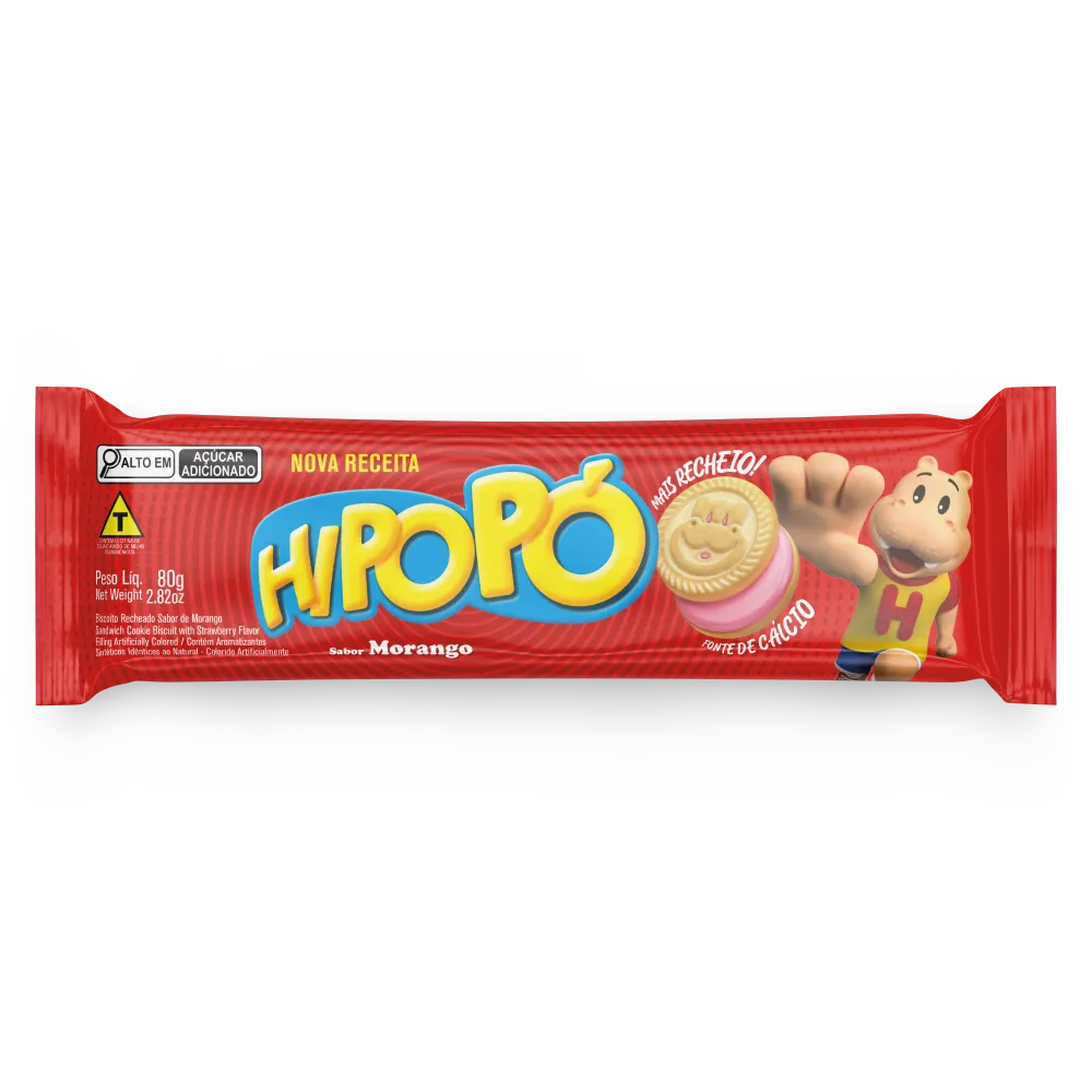 BISCOITO RECHEADO HIPOPO MORANGO 80G