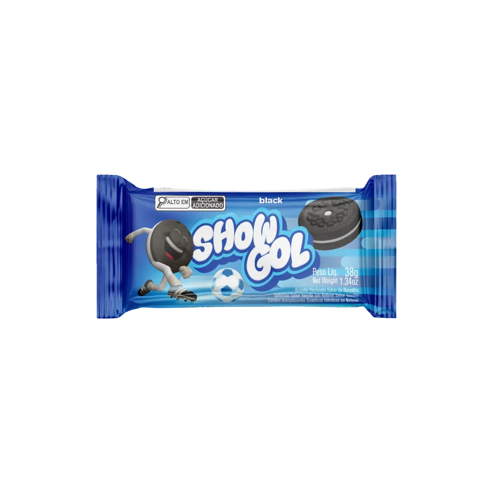 BISCOITO RECHEADO SHOW GOL BLACK BAUNILHA 38G