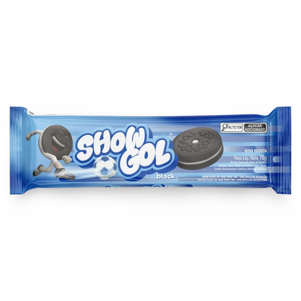 BISCOITO RECHEADO SHOW GOL BLACK BAUNILHA 76G