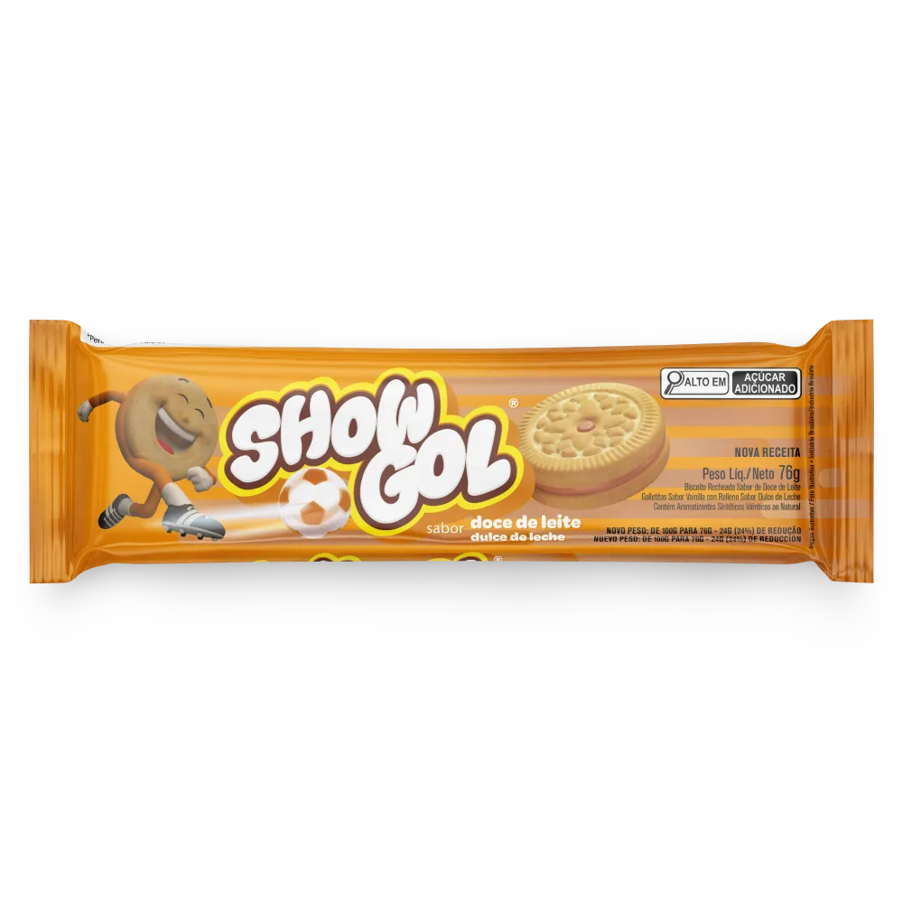 BISCOITO RECHEADO SHOW GOL DOCE DE LEITE 76G