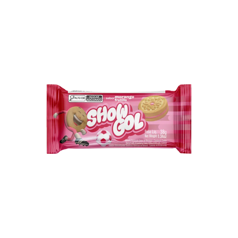 BISCOITO RECHEADO SHOW GOL MORANGO 38g