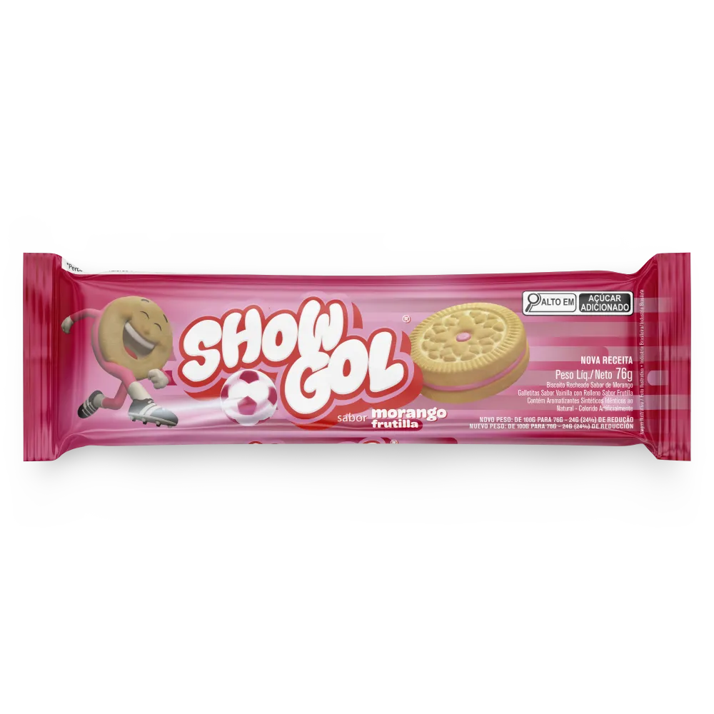 BISCOITO RECHEADO SHOW GOL MORANGO 76g