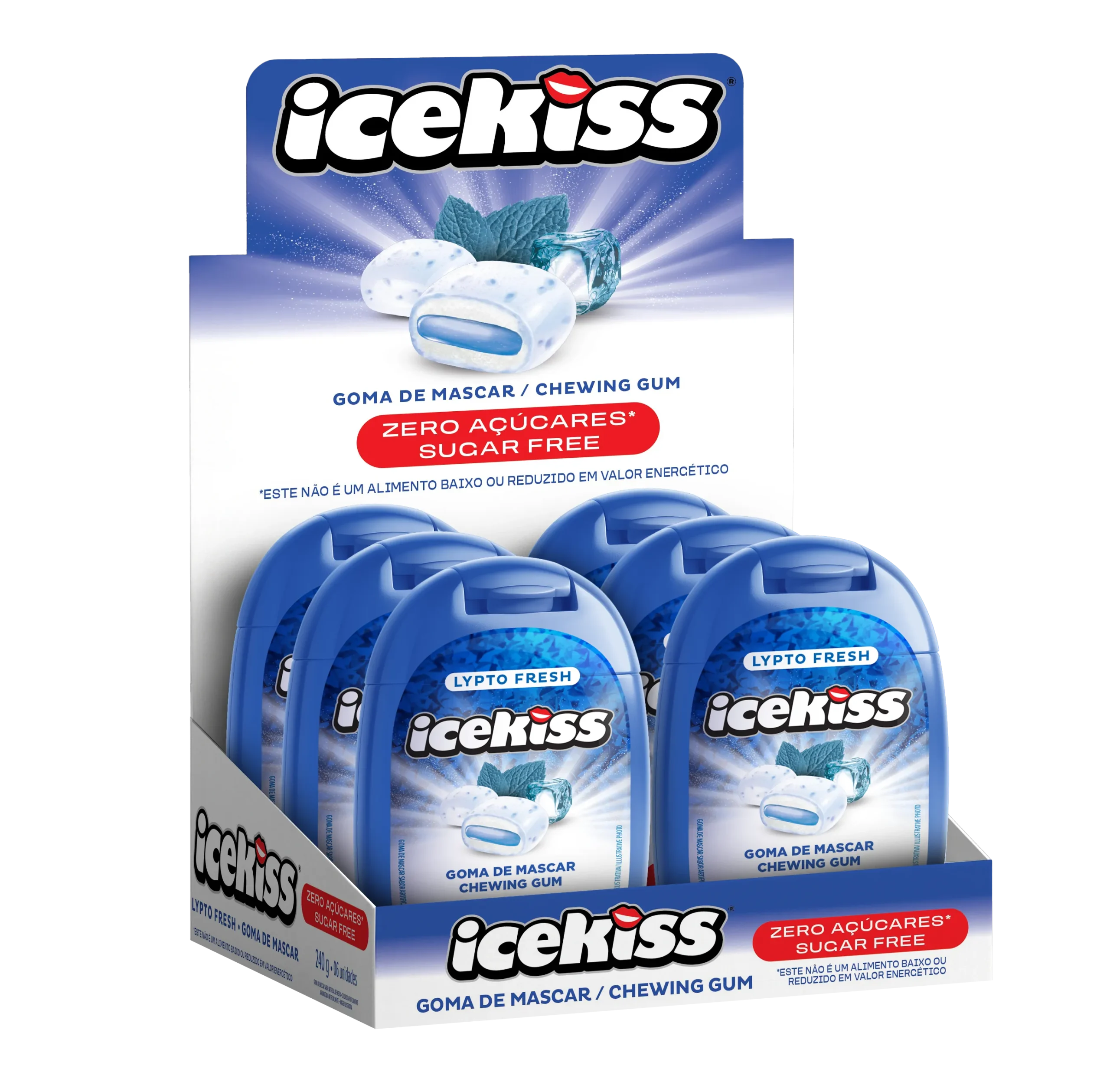 GOMA DE MASCAR ICEKISS LYPTO FRESH 240G DISPLAY