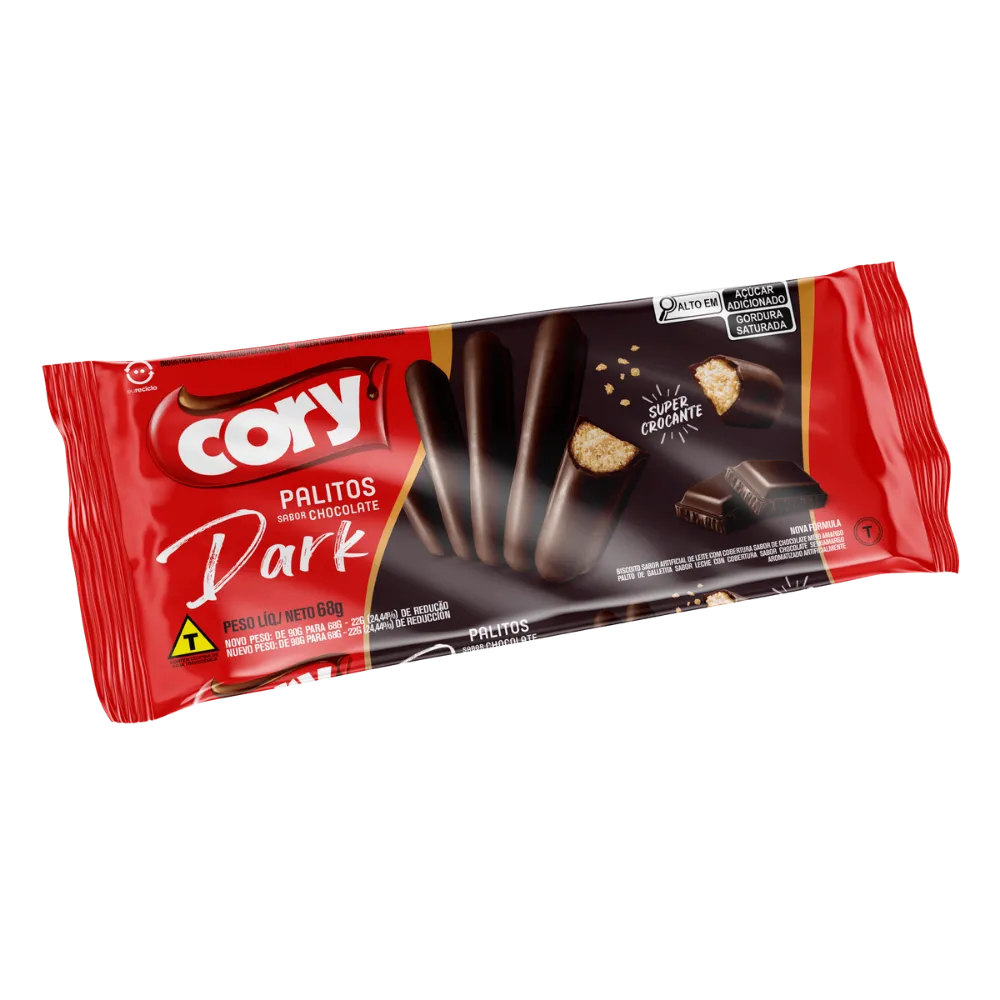 PALITOS CORY CHOCOLATE MEIO AMARGO 68G
