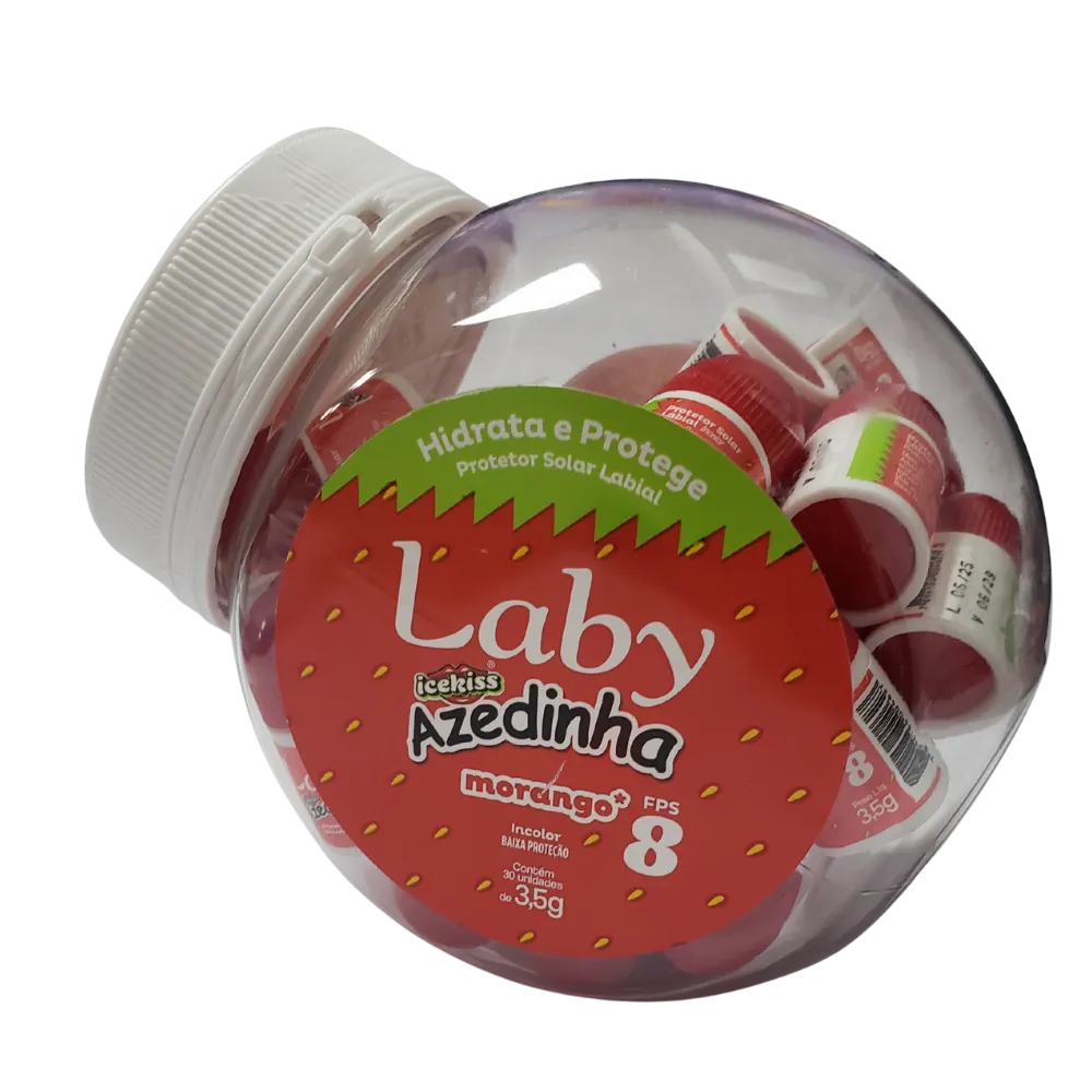 PROTETOR SOLAR LABIAL FPS8 LABY AZEDINHA MORANGO 10X30UN