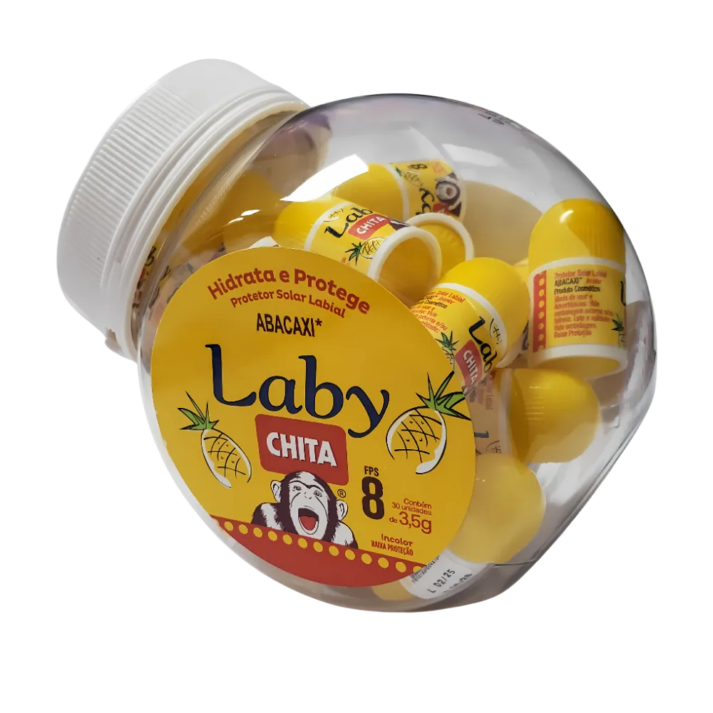 PROTETOR SOLAR LABIAL FPS8 LABY CHITA ABACAXI 10X30UN